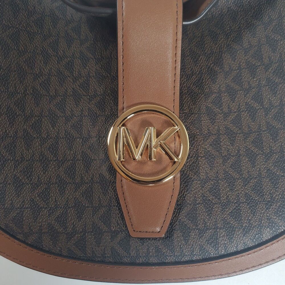 Michael Kors Women’s Crossbody Bag Small Brown "Gabby" Logo Print Hobo MK - Picture 7 of 13